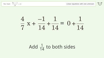 Solve (8x-1)/14=0: Linear Equation Video Solution | Tiger Algebra