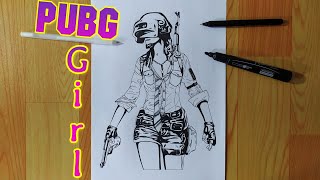 How to draw a PUBG Girl Character. Very Easy.