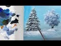 How to Draw a Winter PineTree with Fan Brush - Lesson 19