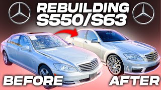 REBUILDING STORM DAMAGED MERCEDES S550 / S65 AMG CONVERSION IN 14 MIN INCREDIBLE TRANSFORMATION