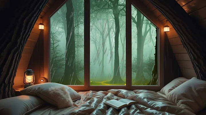 Gentle Rain with Distant Thunder & Owls hooting | Treehouse  Sounds for Sleep, Study, or Relaxation