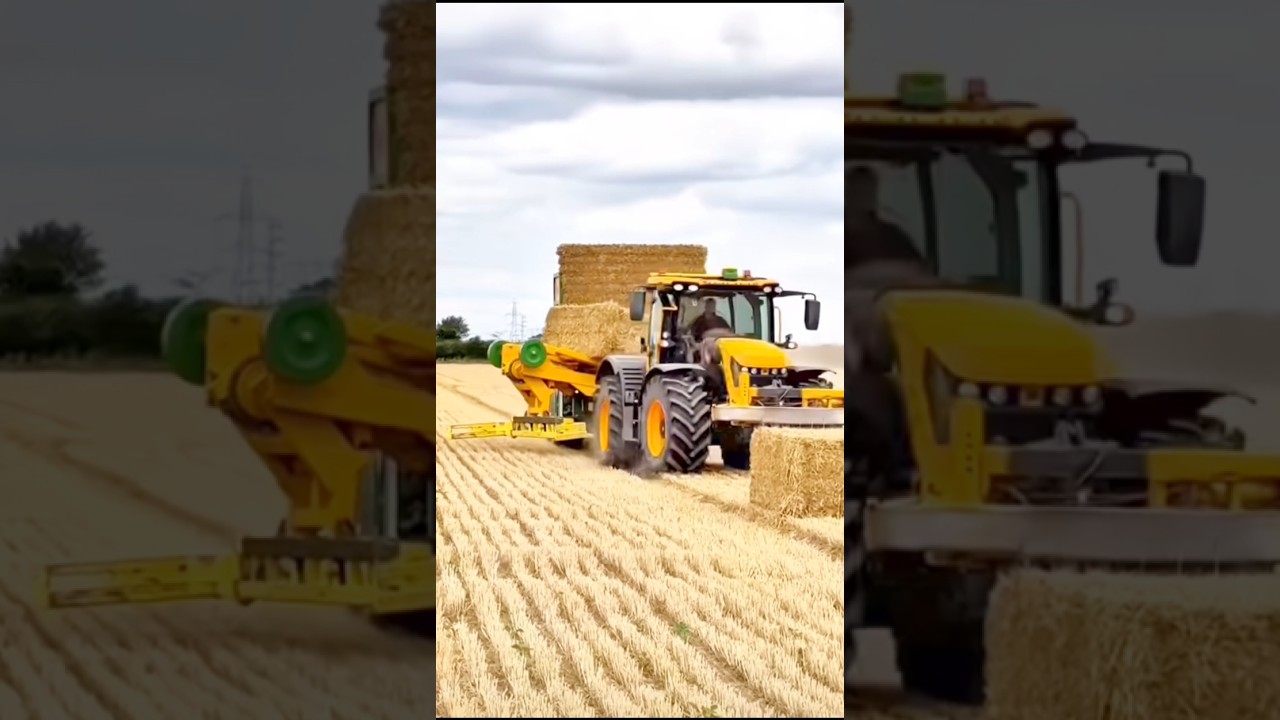 Loading bundles of fodder from tractor 