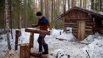 One Year Alone Building a Log Cabin – Winter Survival & Woodworking in the Wilderness