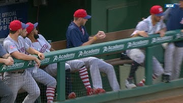 Sale shows his reflexes from the dugout