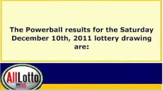 Powerball Lottery Drawing Results for Dec. 10, 2011