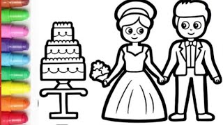 Bride and groom for kids | Mewarnai  pengantin cantik untuk anak