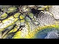 OBSESSED with this Hide and reveal Blowout! Paynes grey and Lime green fluidart abstract acrylicpour