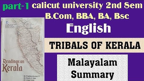 Tribals of Kerala|calicut university |English |Readings on Kerala 2nd chapter |Malayalam summary
