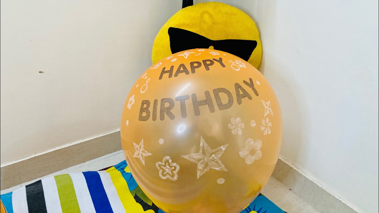 Big orange happy birthday balloon blowing | Asmr happy birthday balloon | Big balloon show