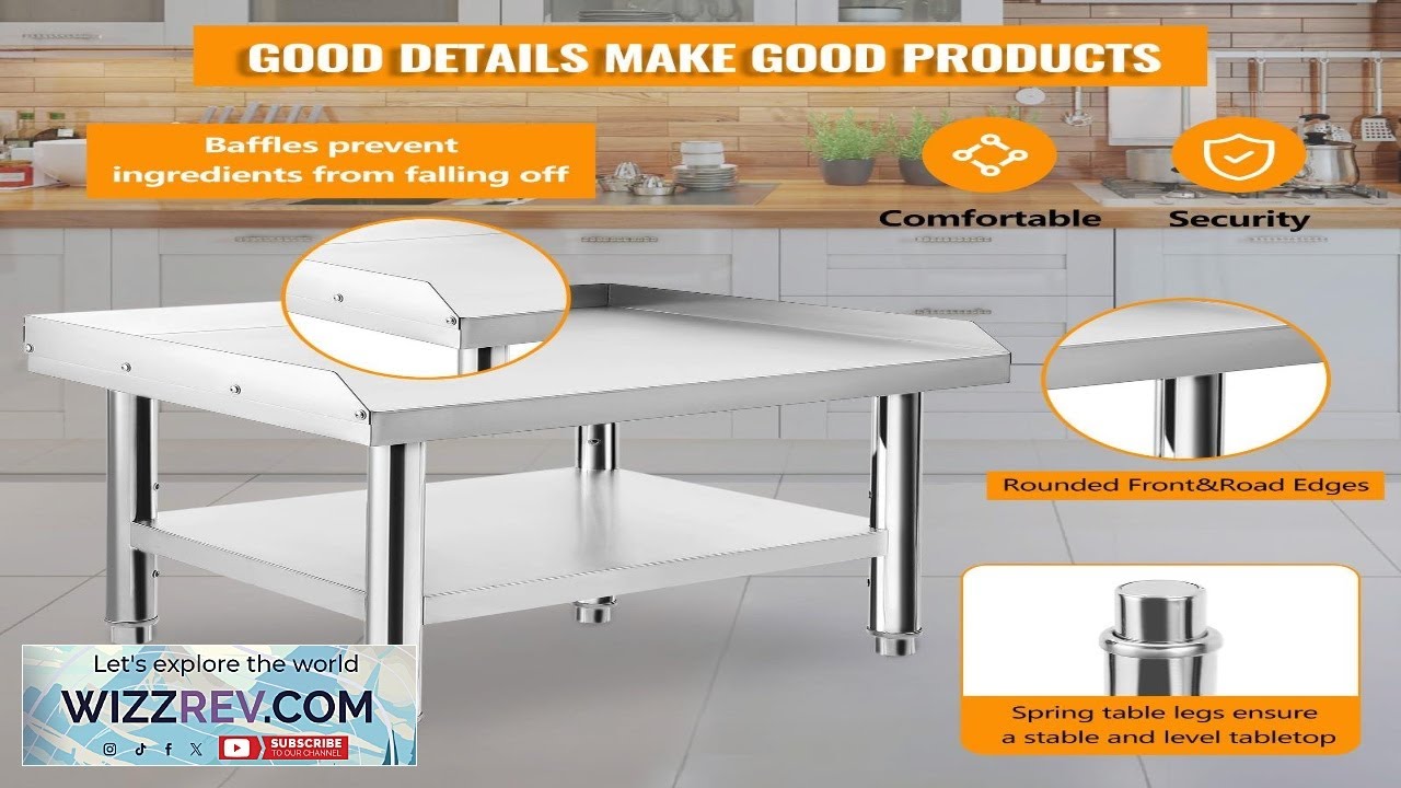 Подставка-стол для гриля GARVEE из нержавеющей стали, 36"Д x 30"Ш x 24"В