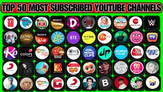 TOP 50 MOST SUBSCRIBED YOUTUBE CHANNELS | 2023 by iNteresThings 128 views 8 months ago 3 minutes, 31 seconds