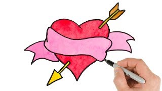 heart drawings easy draw arrow valentines valentine watercolor bizimtube