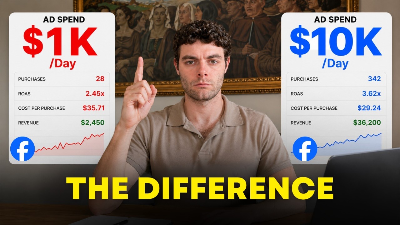 $1k vs $10k/Day Facebook Ads Strategy (Ecom Framework) — Transcript