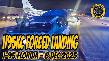 Beech Baron N95KC Lands on I-95 8 Dec 2025