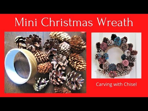Mini Christmas Wreath | Plastic tape core and pine cones craft