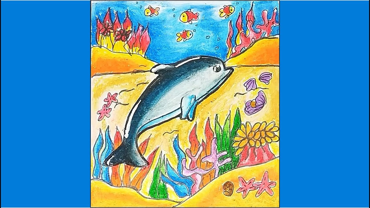 Cara Menggambar Dan Mewarnai Hewan Ikan Lumba-Lumba Dengan Gradasi Warna Crayon Oil Pastel - Youtube | Cara Menggambar, Lumba-Lumba, Ikan