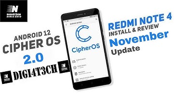 |Cipher OS 2.0| |Android 12| |Redmi Note 4| |Mido| |Full Review| & |Installation| By |DIGI4T3CH|