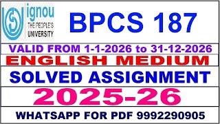 BPCS 187 solved assignment 2025-26 in English || bpcs 187 solved assignment 2026 || bpcs187 2025-26