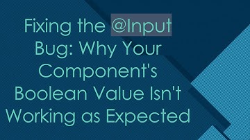 Fixing the @ Input Bug: Why Your Component