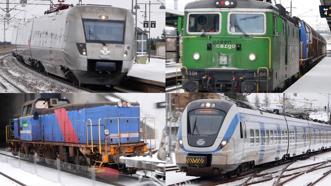 Tåg i olika delar av Södertälje