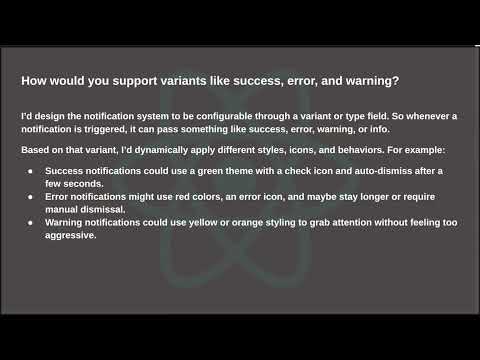 React Interview Question | Notification System Design (Part 2)