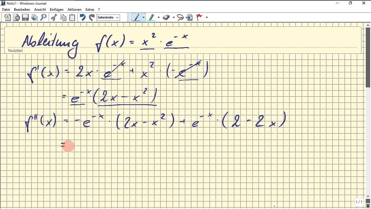 Ableitung: f(x) = x^2 • e^-x - YouTube