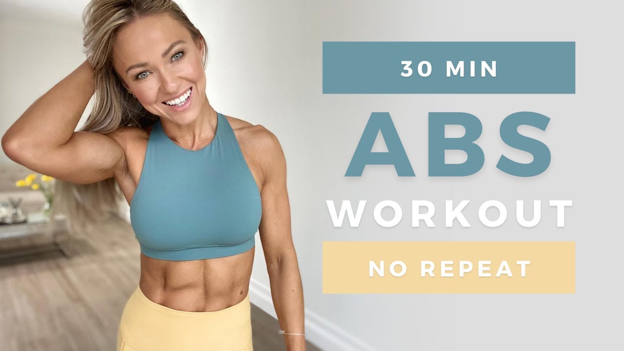 30 Min ABS WORKOUT at Home  No Equipment  No Repeat