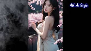 {4k} Ai Lookbook | Pink Dress Standing Under A Tree With Pink Flowers \ Asian Lookbook
