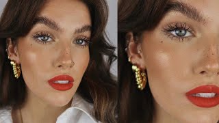 RED LIP   BIG LASHES TUTORIAL