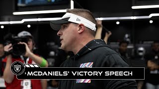 Josh McDaniels’ Locker Room Victory Speech vs. Packers: ‘Proud of the Fight Tonight' | Raiders | NFL