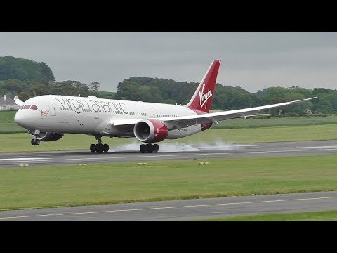 Virgin Atlantic Boeing 787-9 Landing & Takeoff at Prestwick Airport