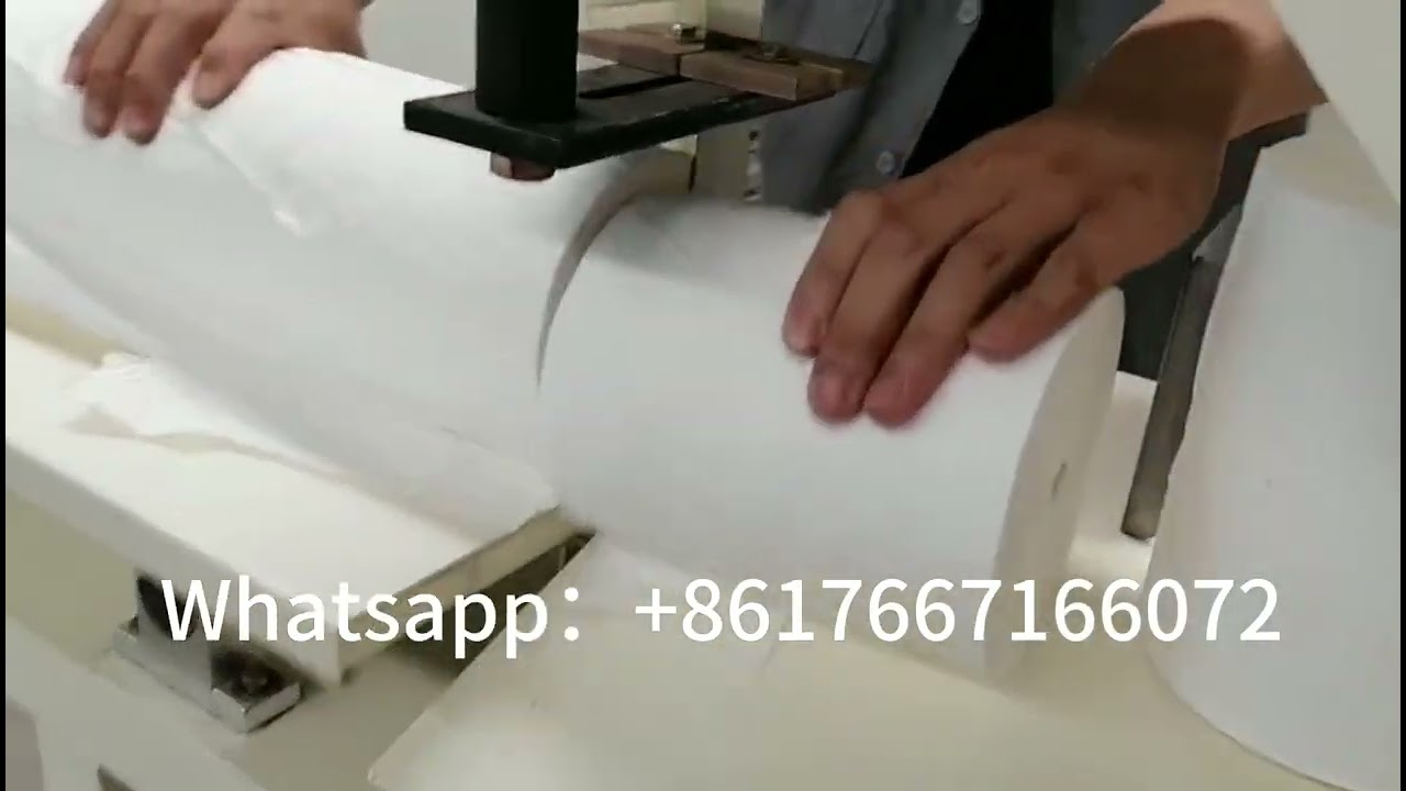 Semi automatic manual band saw cutter machine for cutting coreless toilet tissue paper towel roll