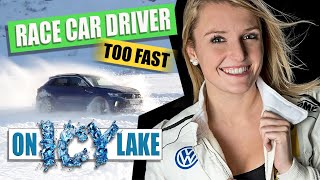 Female Race Car Driver TOO FAST with VW on FROZEN LAKE!!! (GIRLS ONLY TEAM!) screenshot 4