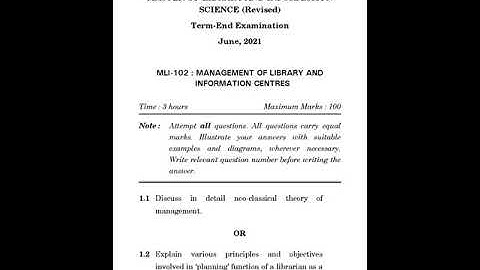 MLI - 102  June 2021 Question Paper