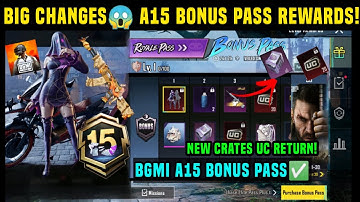 A15 BONUS PASS REWARDS | BGMI A15 BONUS PASS RELEASE DATE KAB AAYEGA| A15 BONUS PASS UC RETURN PRICE