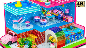 DIY Miniature Cardboard House #241 ❤️ Build Miniature Villa with mega pool, fish pond , mini garage