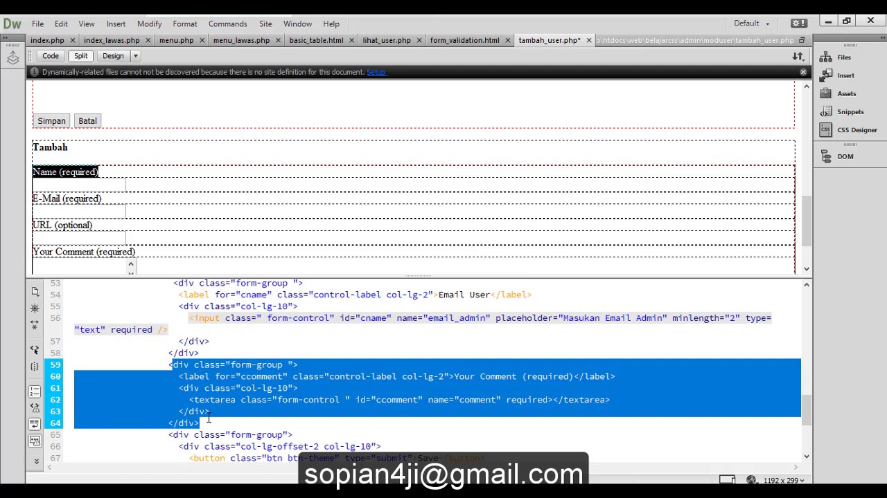 Bootstrap Tutorial pada website PHP || 04. Template form - YouTube