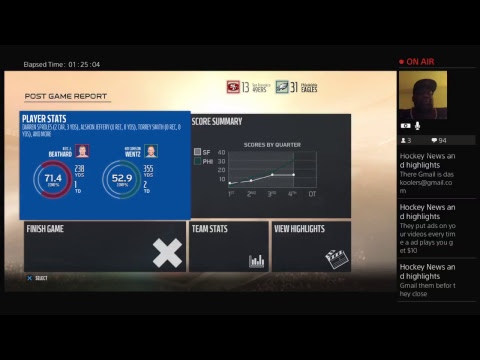 WEEK 8 SAN FRANCISCO 49ERS  AT PHILADELPHIA EAGLES  NFL MADDEN LEAGUE SEASON 5 2017