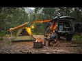 Relaxing SOLO Camping in the Rain [Cosy Set Up with Mountain Views, Nature ASMR]