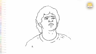 Maradona face easy drawing | Outline Art | How to draw Diego Maradona step by step | #artjanag