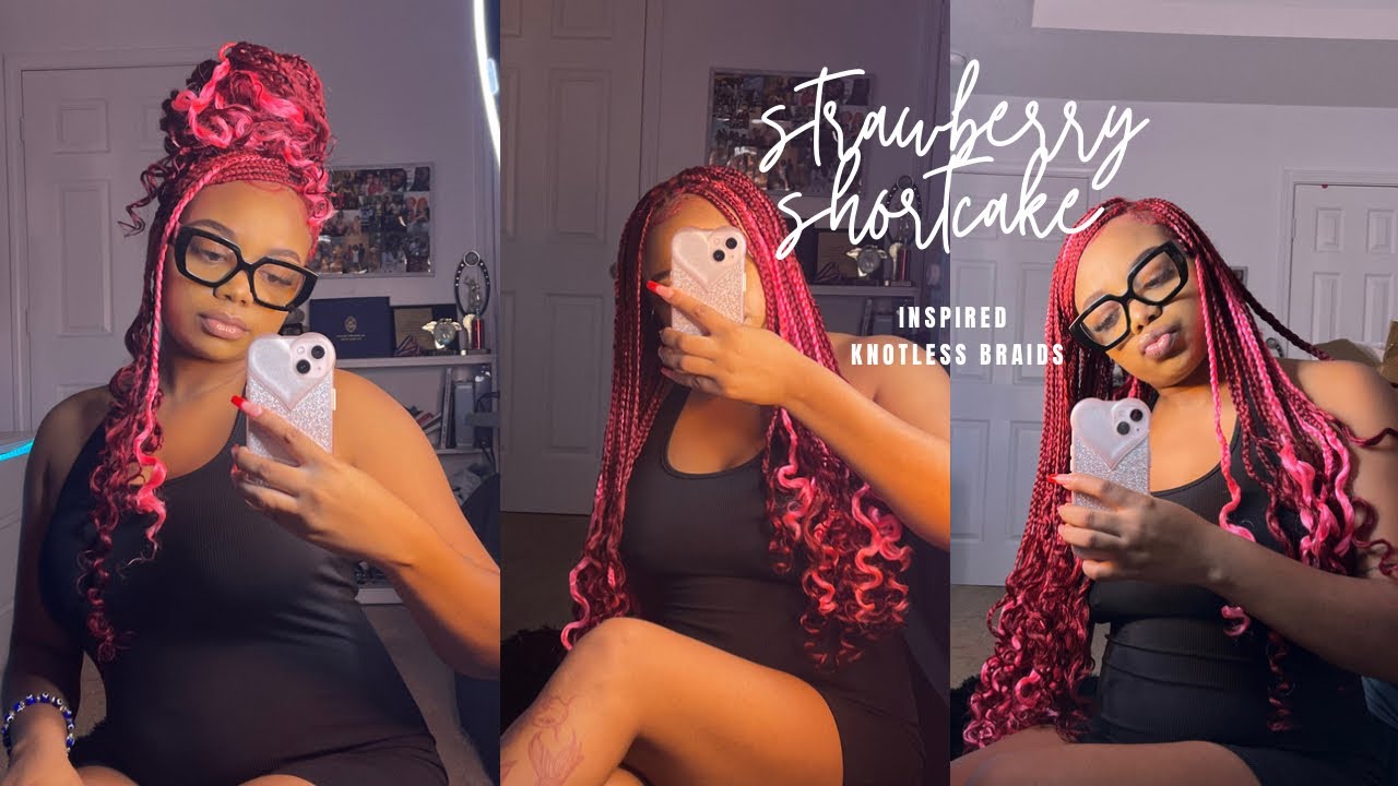 Stawberry Shortcake Inspired Knotless Braids | Red and Pink Knotless Braids