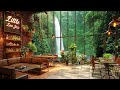 Morning Spring Jazz Music ☕ Cozy Coffee Shop Ambience ~ Sweet Jazz Instrumental Music &amp; Waterfall