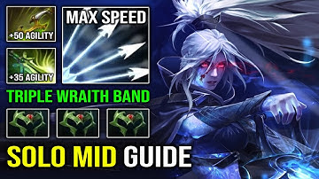 How to Solo Mid Drow Ranger in 7.32c with Triple Wraith Band Butterfly 100% Full Agility Speed DotA