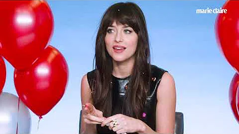 Dakota Johnson Has a Stressful Encounter with Balloons in a Game of Pop Quiz | Marie Claire