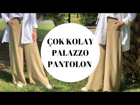 ÇOK KOLAY PALAZZO PANTOLON KESİMİ VE DİKİMİ | Cep ve Patlet | KALIPSIZ