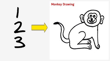 Easy Drawing By Using Number 123 | How To Draw A Monkey From Number 123 | Drawing With Numbers Easy