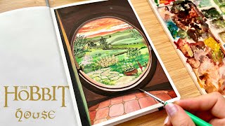 Hobbit Village Landscape Gouache Painting ⎪Paint With Me 🧝🏻‍♀️