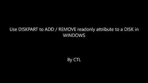 Use DISKPART utility to add remove readonly attribute