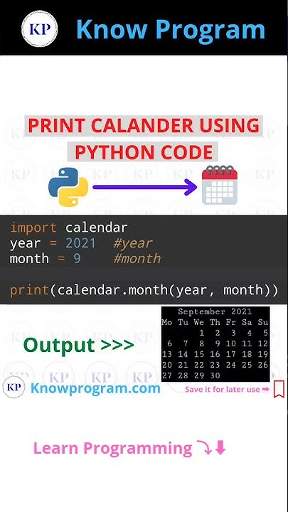 Print Calendar using Python Code ๐ฅ๐ฅ๐ฅ. | #shorts #python #knowprogram ...