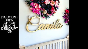 Custom Baby Name Sign Decor Personalized Acrylic Mirror Gold Wood Wall Signs Baby Shower Nursery Dec
